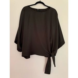 Black satin blouse.